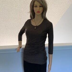 Etcetera Ruched Blouse‎ top brown silk career